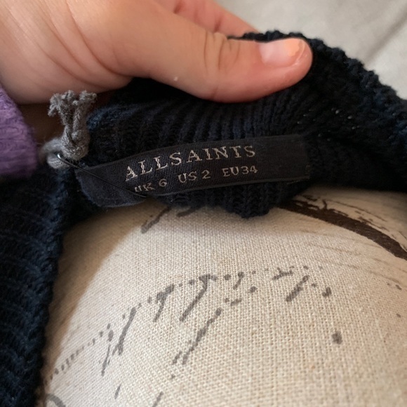 NWT AllSaints Black Lace Tie Sweater 2 - Picture 7 of 8